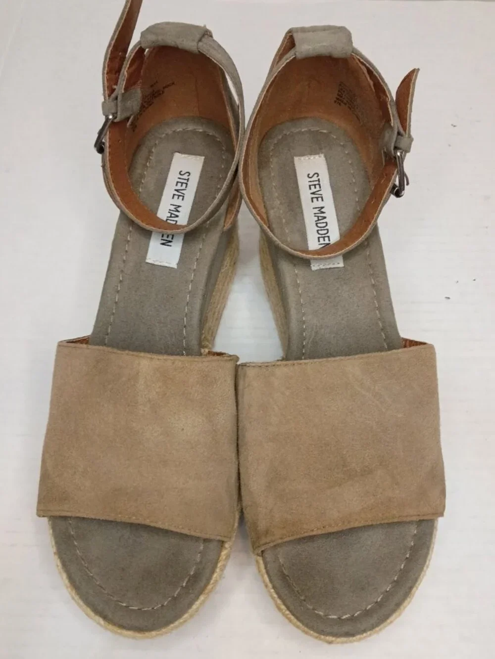 Steve Madden Apolo Taupe Espadrille Wedge Sandals Women’s Size 9M